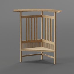 "Explore the beauty of Asian-inspired garden entrances with 'Pergola Varianta 18' 3D model for Blender 3D. This model features a wooden bench with a Miyagawa Shunsui-inspired design and a simple gate suitable for garden visualizations. Perfect for adding a touch of elegance to any outdoor setting."
