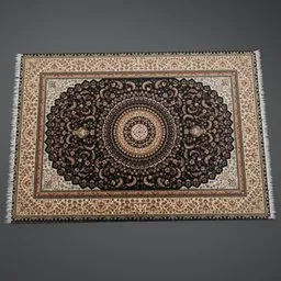 Intricate Persian Carpet 3D model optimized for Blender, suitable for realistic bed scene renderings.