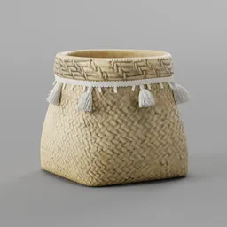 Small planter made of woven bamboo