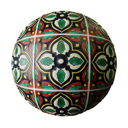 Green Floral Rosette Tile