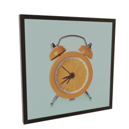 3D model rendering of an orange alarm clock themed painting for Blender artists.