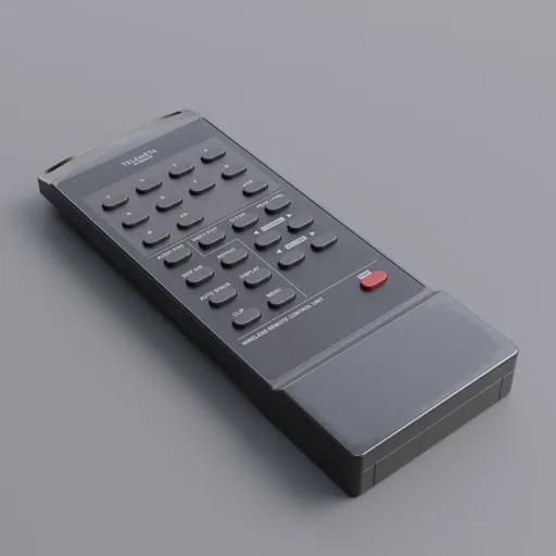 Detailed 3D-rendered image of a classic television remote, ideal resource for Blender 3D modeling and animation.