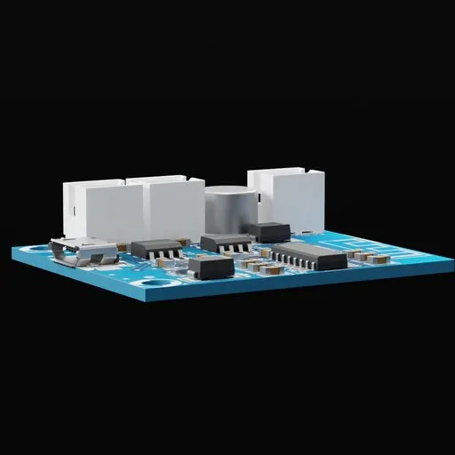 Detailed 3D rendering of a Bluetooth module for electronics design in Blender software