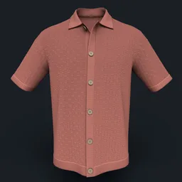 Circle Stitch Knit Button-Down Shirt