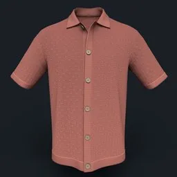 Circle Stitch Knit Button-Down Shirt