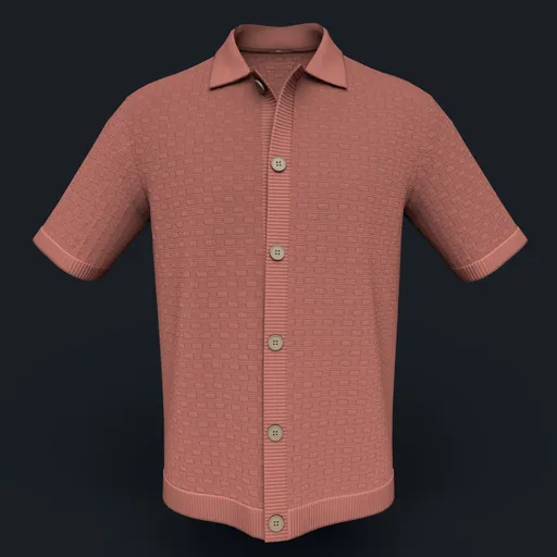 Circle Stitch Knit Button-Down Shirt