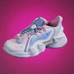 Highly detailed 3D model of a stylish women's sneaker with realistic textures suitable for Blender rendering projects.