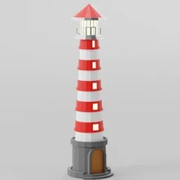 Stylized Red and White Lighthouse