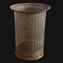 Office Metal-Mesh Wastebasket Brass