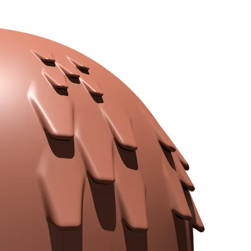 Blender 3D sculpting brush effect showing a cluster of raised, futuristic scales for 3D model detailing.