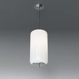 Elegant 3D-rendered pendant light model showcasing glass and chrome materials, suitable for Blender 3D projects.