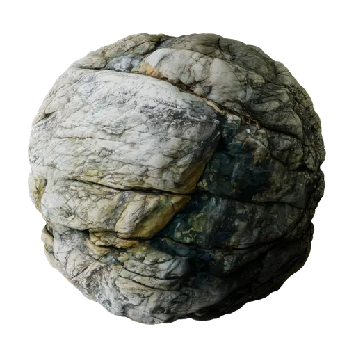 High-resolution coastal rock PBR texture for 3D Blender material with detailed surface patterns suitable for realistic rendering.