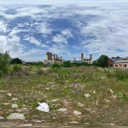 Bluesky Cloud Grass Old Building