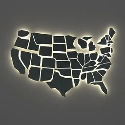 United State LED Back Lit Map