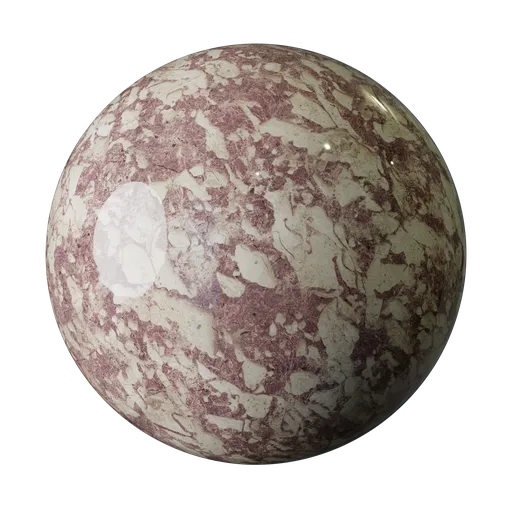 Glossy Burgundy and Cream Marble