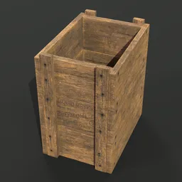 3D Blender model of a textured wooden box, suitable for game assets or rendering in industrial scenes.
