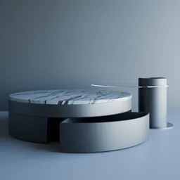 3D rendered minimalist coffee table with elegant marble top, ideal for modern interior designs in Blender 3D.