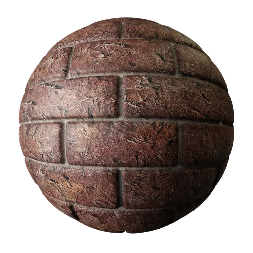 High-resolution 2K PBR textured bricks with realistic displacement suitable for 3D Blender materials.