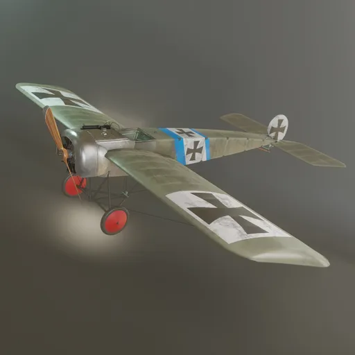 Highly detailed 3D Blender model of World War I era Fokker E.III eindecker with interior design elements.