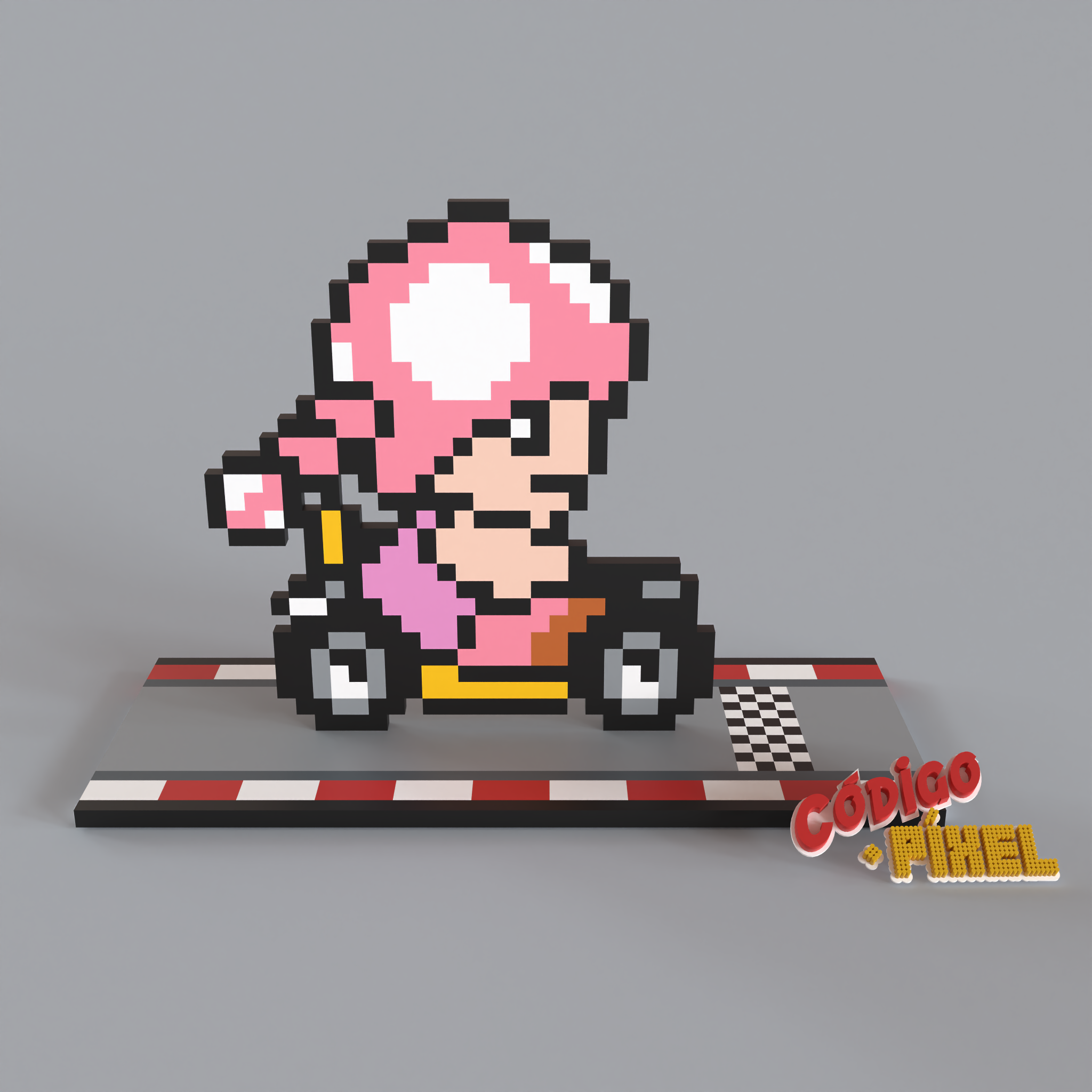 Smk009 Super Pixel Kart Toadette 3d Character Models Blenderkit 