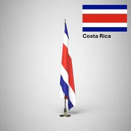 Costa Rica Ceremonial flag on stand