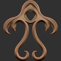 Blender-compatible 3D sculpting brush with intricate ornamental imprint for detailed model enhancement