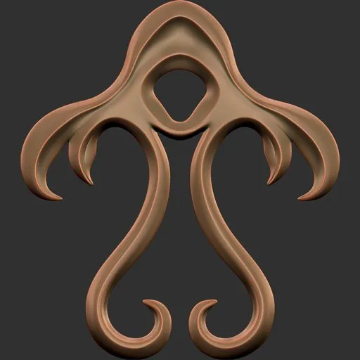 Blender-compatible 3D sculpting brush with intricate ornamental imprint for detailed model enhancement
