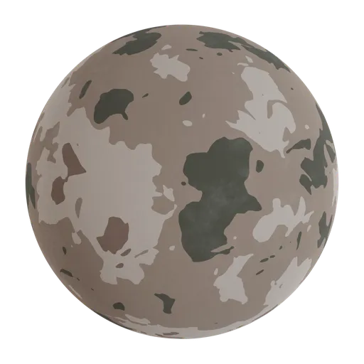 High-resolution PBR Camo material for 3D modeling, featuring a military-style texture suitable for Blender and other 3D apps.