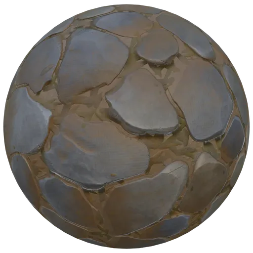 Stylized cobblestone 2K PBR texture for 3D modeling and Blender materials