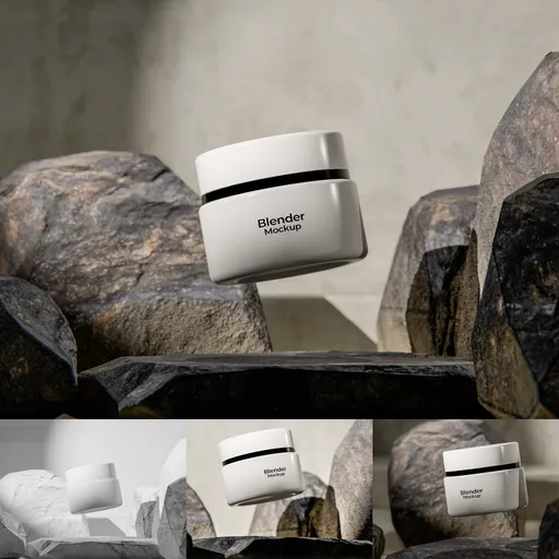Floating Beauty Jar 3D Mockup Scene