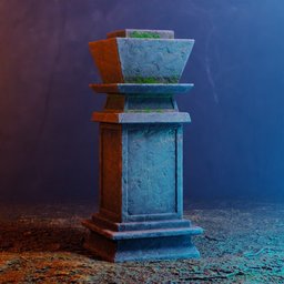 Highly detailed Blender 3D stone pillar model with realistic textures and lighting.