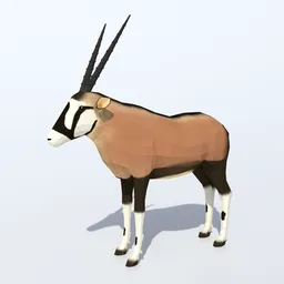 Low Poly Gemsbok Oryx