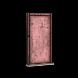 High-quality textured 3D model of a distressed red metal door with rust detail, ideal for Blender rendering.