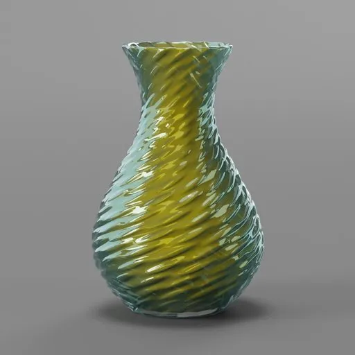3D rendered glass vase with spiral texture, elegant design for Blender rendering projects.