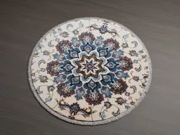Intricate circular floral 3D rug model, optimized for Blender with detailed textures.