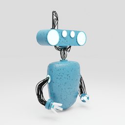 "Robert (Fully Rigged) - A high-resolution 3D model of a blue robot with two eyes and a head, suitable for Blender 3D software. This bipedal robot, depicted in a 3D render, is ideal for 3D printing and various projects. Experience the simplicity of fully rigged controls and unleash your creativity. Download now and enjoy!"