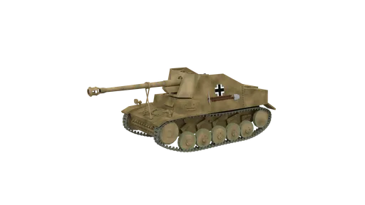 3D Blender model of a low-poly Marder II tank optimized for CG visualization with a single mesh design.