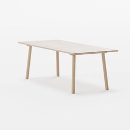 "Fredericia Table Taro 6106, a 3D model for Blender 3D, featuring a sleek wooden top and legs with clear lines. This official render showcases its minimalist design, offering a full-body view, and is ideal for various design projects. Add this versatile piece to your Blender 3D model collection."
