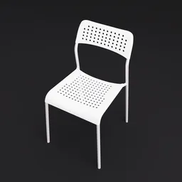 Detailed 3D model of a modern perforated chair, suitable for Blender rendering and visualization.