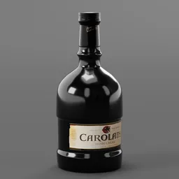 Highly detailed Blender 3D rendering of a dark Carolans Irish Cream bottle with label.
