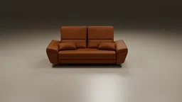 High-quality 3D model of a brown leather seater sofa for Blender, with a modern luxurious design.