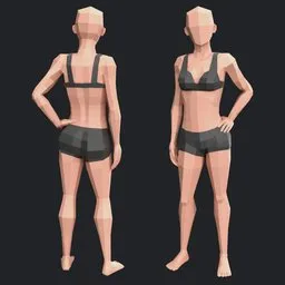 Low poly woman rig