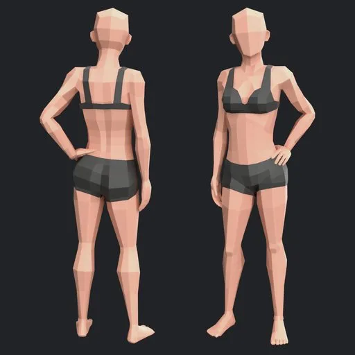 Low poly woman rig