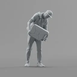 Lowpoly Male with jerrycan