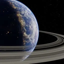 Planet with rings orbit HDRI