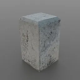 "Concrete bollard 3D model reconstructed from photoscans, perfect for exterior scenes in Blender 3D. Part 2 of the set from Myraee, West Australia. Realistic 3/4 view with metal pedestal and white stone surroundings."