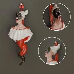 Detailed 3D rendering of traditional Neapolitan horn charm with Pulcinella figure for Blender artists.
