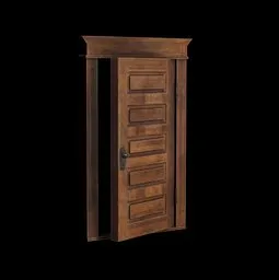 Highly detailed vintage wooden door 3D model with realistic textures, suitable for Blender rendering.