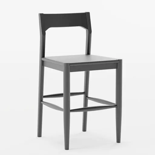 Highly detailed black bar stool 3D model, excellent for Blender renderings and architectural visualizations.