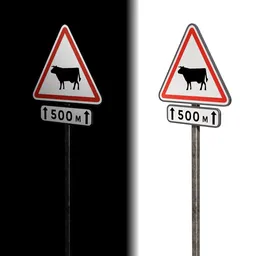 Road sign Cow French std (A15a1)